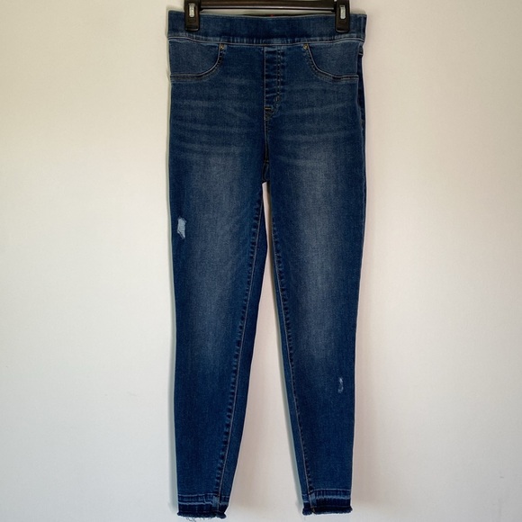 SPANX Denim Legging Distressed Jeans Medium Wash 6 - Picture 2 of 10